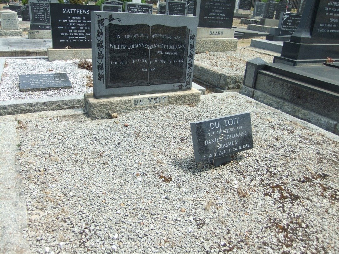 TOIT Willem Johannes, du 1901-1971 &amp; Elizabeth Johanna OPPERMAN 1904-1970 :: DU TOIT Daniel Johannes Erasmus 1937-1986