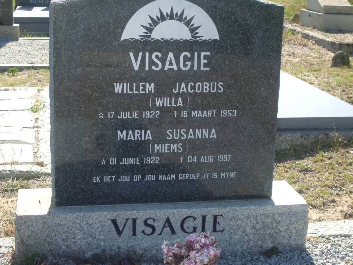 VISAGIE Willem Jacobus 1922-1953 &amp; Maria Susanna 1922-1997
