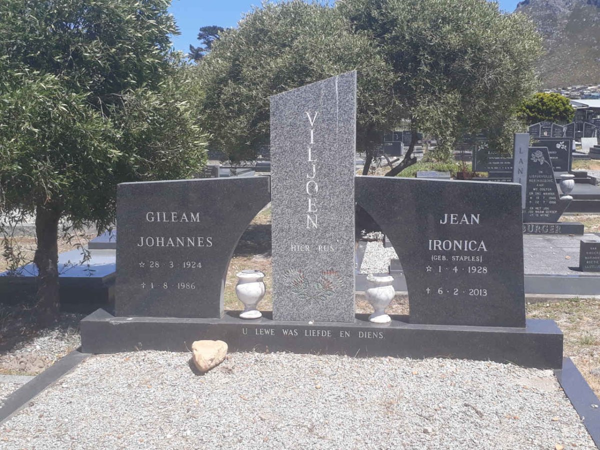 VILJOEN Gileam Johannes 1924-1986 &amp; Jean Ironica STAPLES 1928-2013
