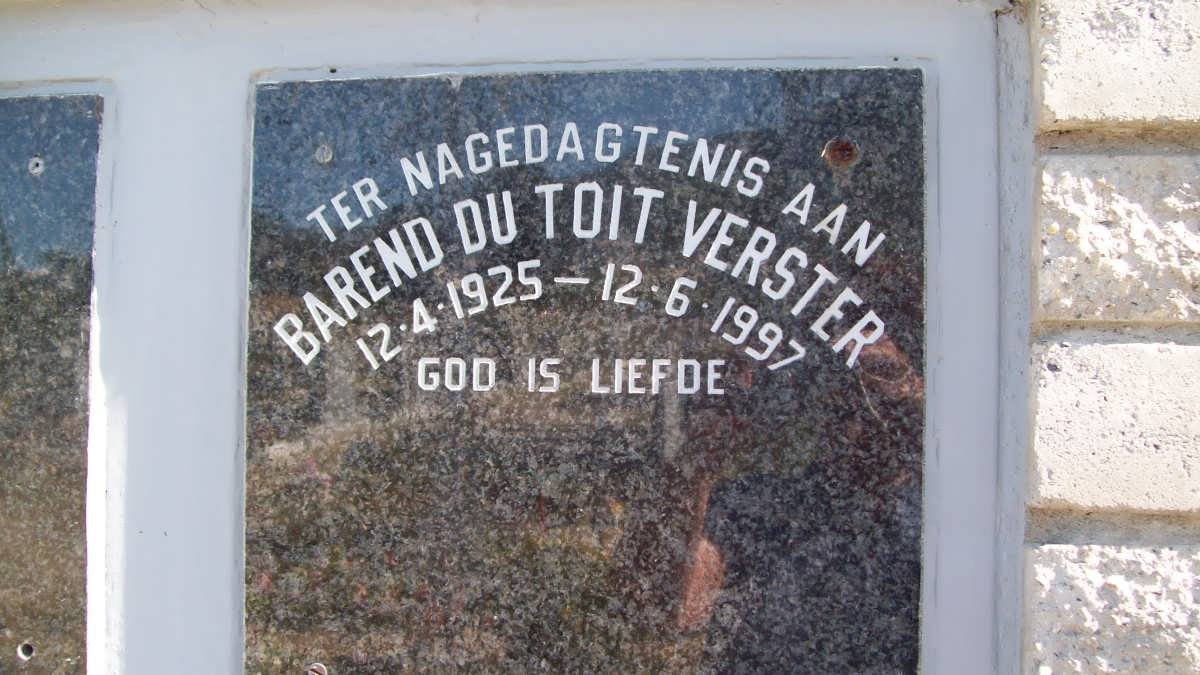 VERSTER Barend du Toit 1925-1997