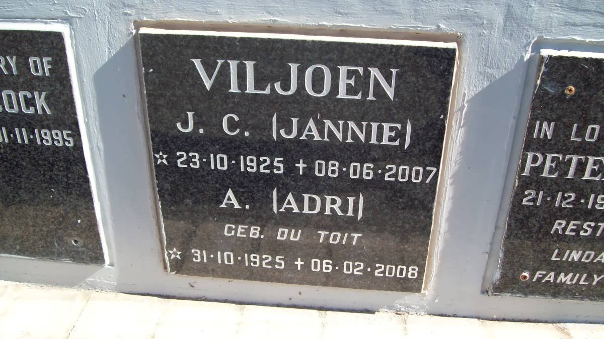 VILJOEN  J.C. 1925-2007 &amp; A. 1925-2008