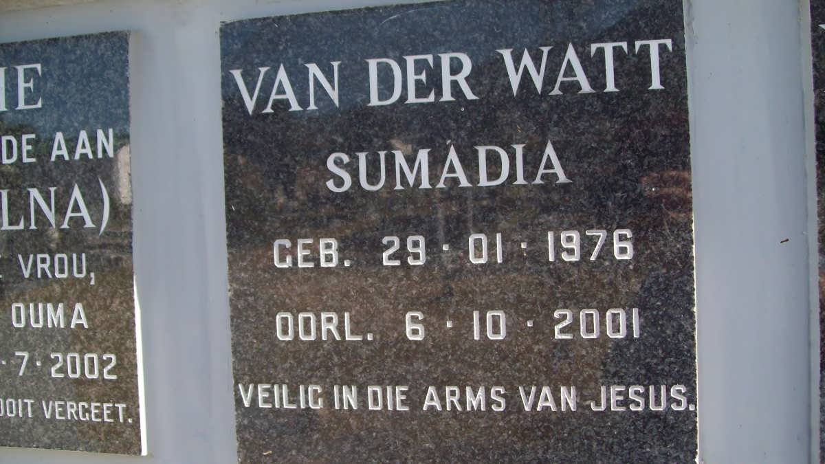 WATT Sumadia, van der 1976-2001