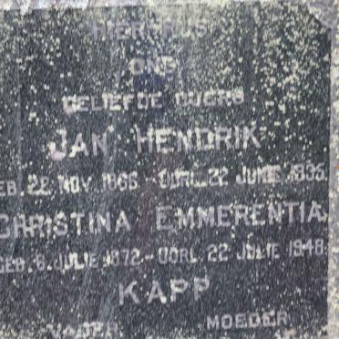 KAPP Jan Hendrik 1866-1935 & Christina Emmerentia 1872-1948