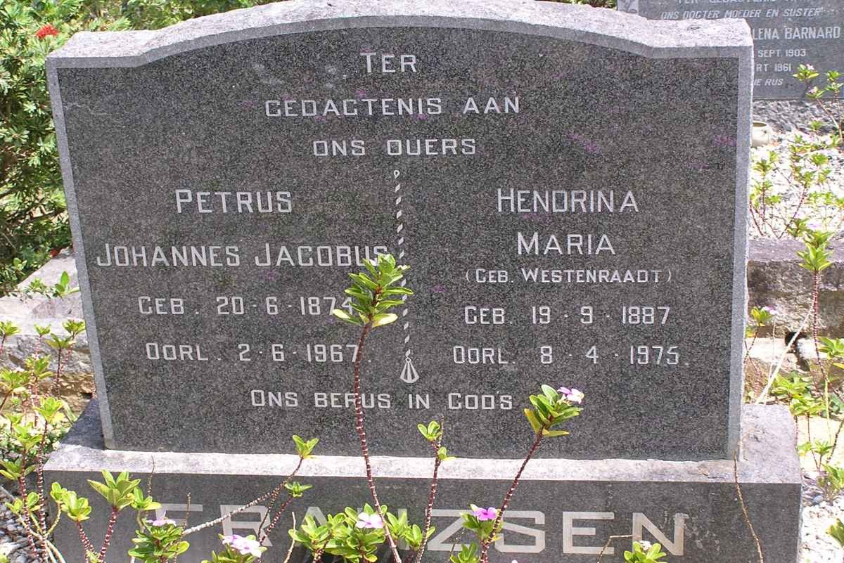 FRANZSEN Petrus Johannes Jacobus 1874-1967 &amp; Hendrina Maria WESTENRAADT 1887-1975