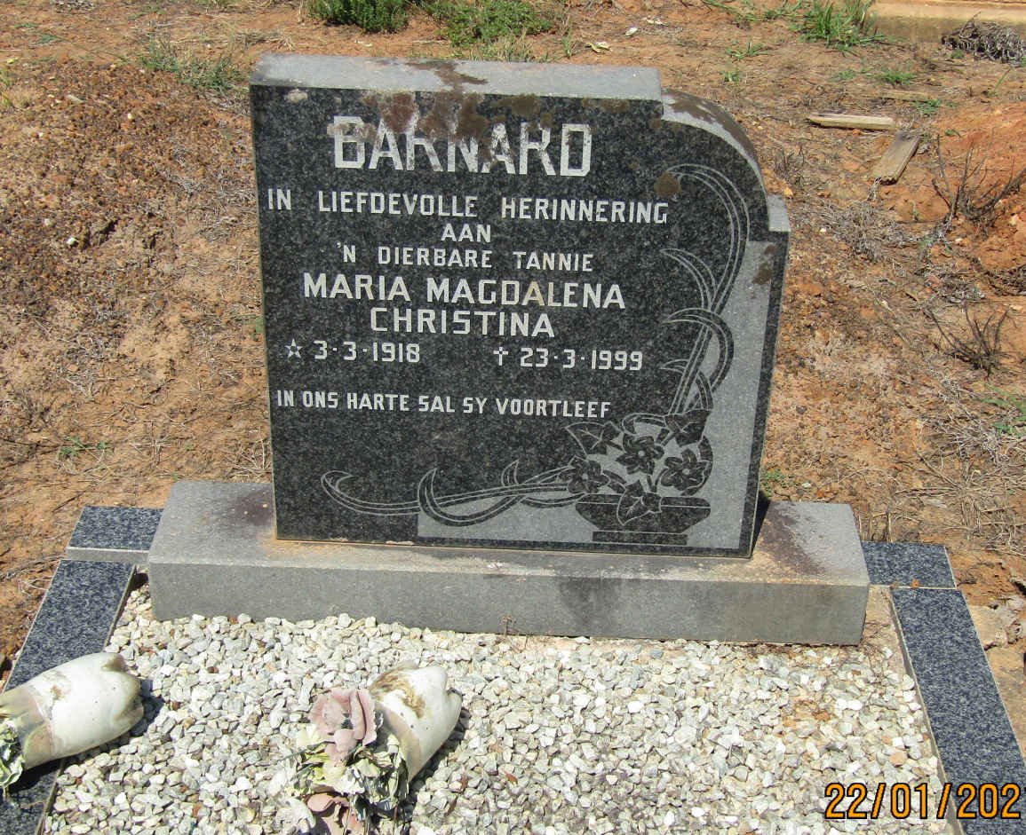 BARNARD Maria Magdalena Christina 1918-1999
