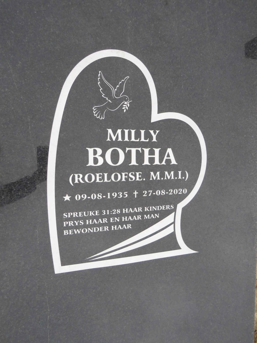 BOTHA Milly M.M.I. nee ROELOFSE 1935-2020