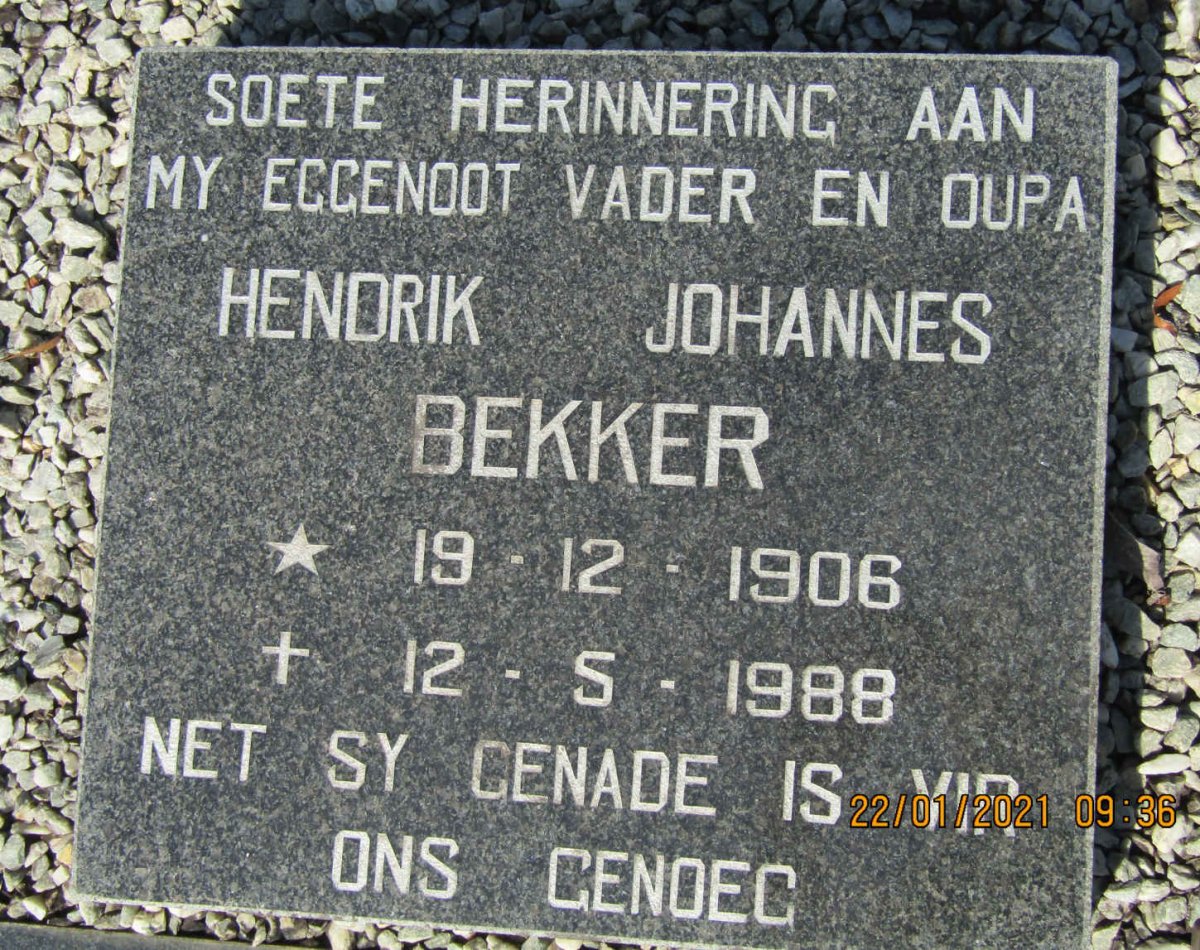 BEKKER Hendrik Johannes 1906-1988