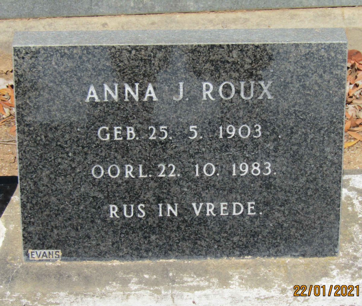 ROUX Anna J. 1903-1983