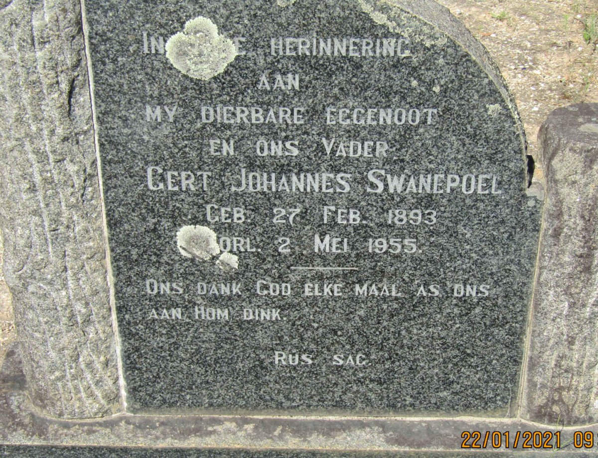 SWANEPOEL Gert Johannes 1893-1955
