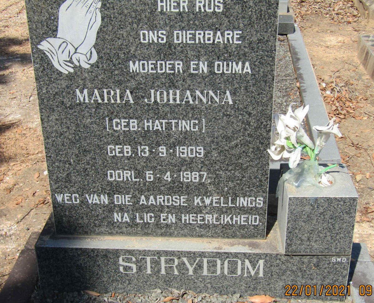 STRYDOM Maria Johanna nee HATTING 1909-1987