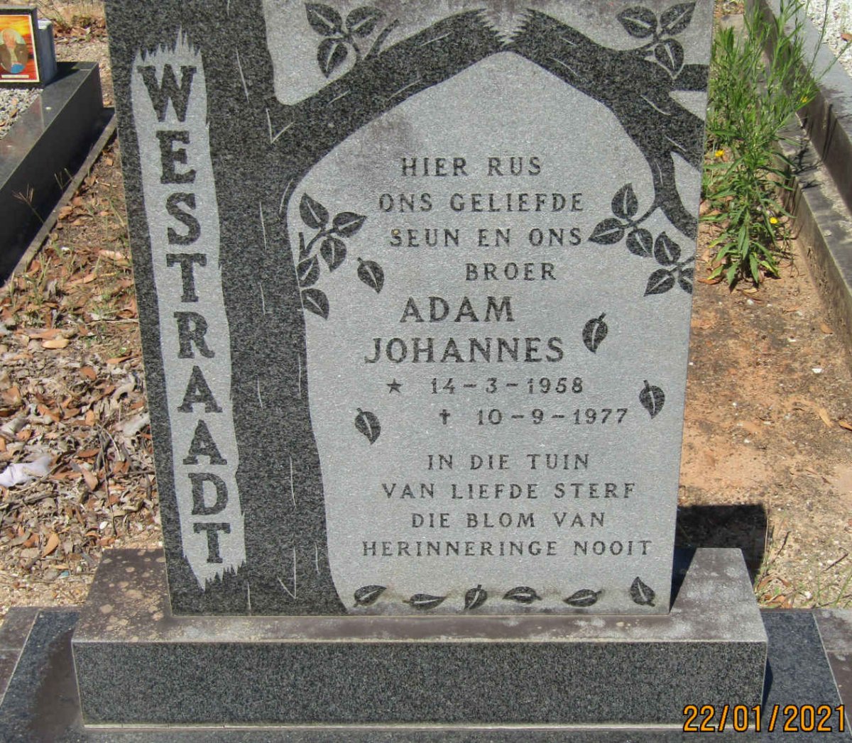 WESTRAADT Adam Johannes 1958-1977