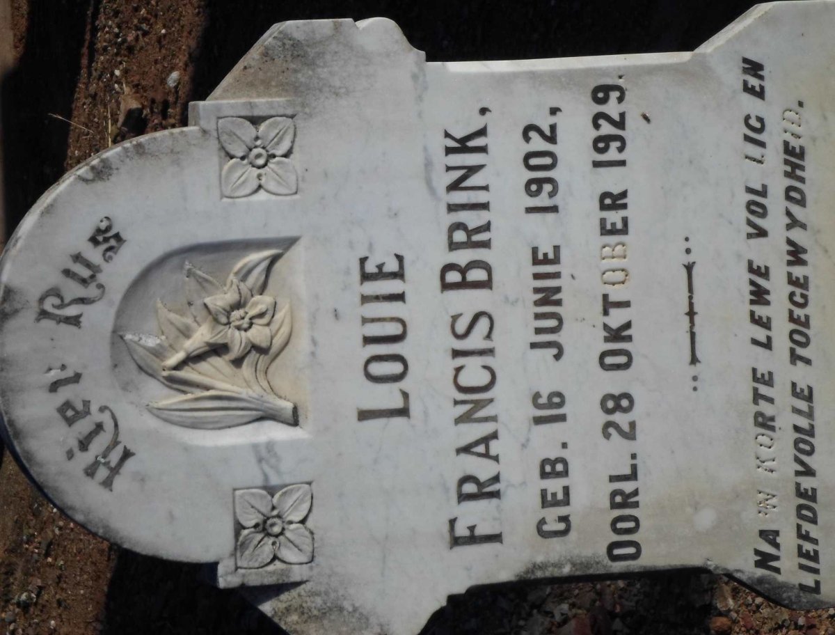 BRINK Louie Francis 1902-1929
