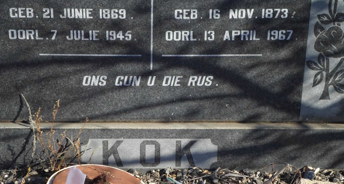 KOK Andries Matthys 1869-1945 &amp; Jacoba Cornelia S. OOSTHUIZEN 1873-1967