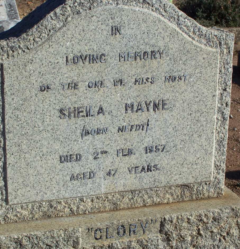 MAYNE Sheila nee NEFDT -1957