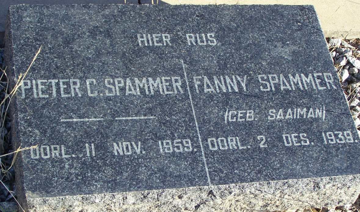 SPAMMER Pieter C. -1959 &amp; Fanny SAAIMAN -1939