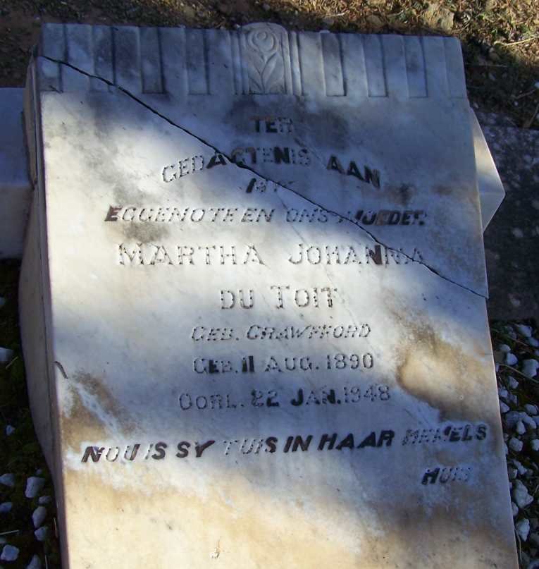 TOIT Martha Johanna, du nee CRAWFFORD 1890-1948
