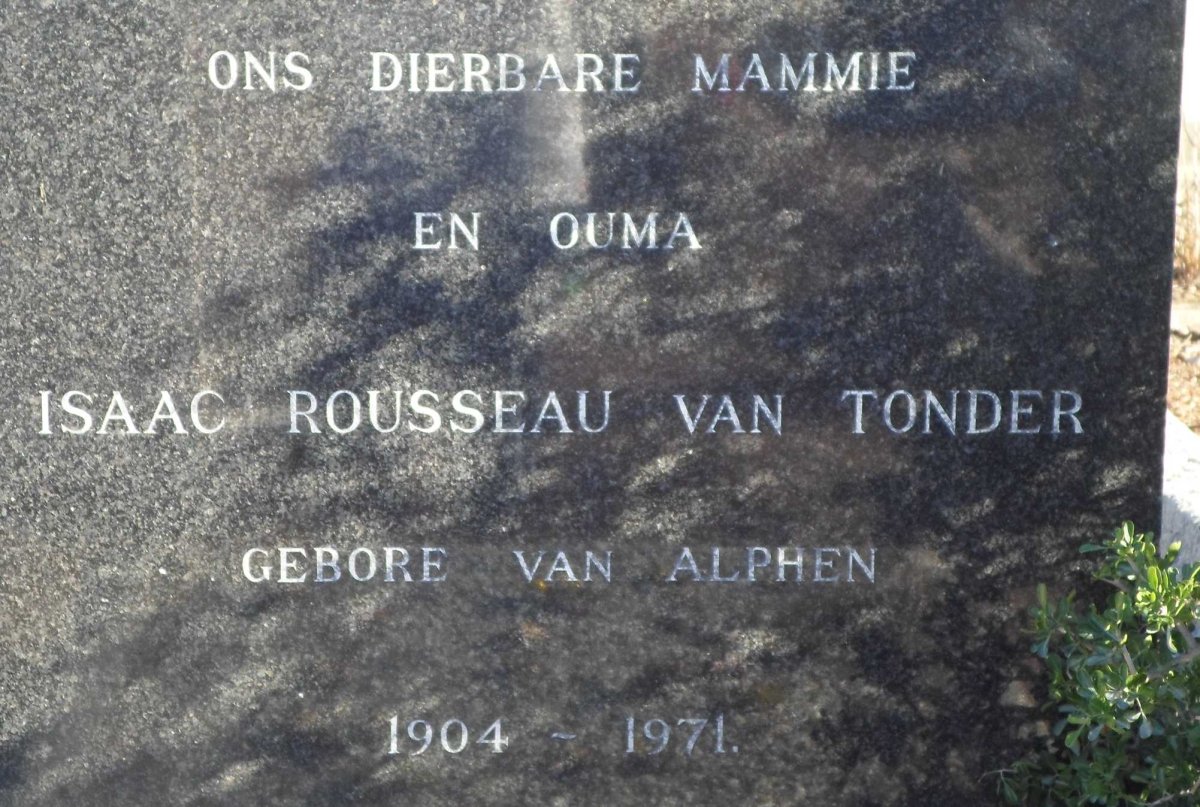 TONDER Isaac Rousseau, van nee VAN ALPHEN 1904-1971