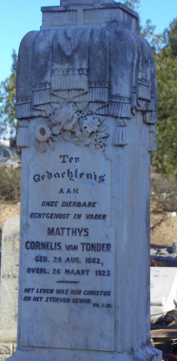 TONDER Matthys Cornelis, van 1862-1923