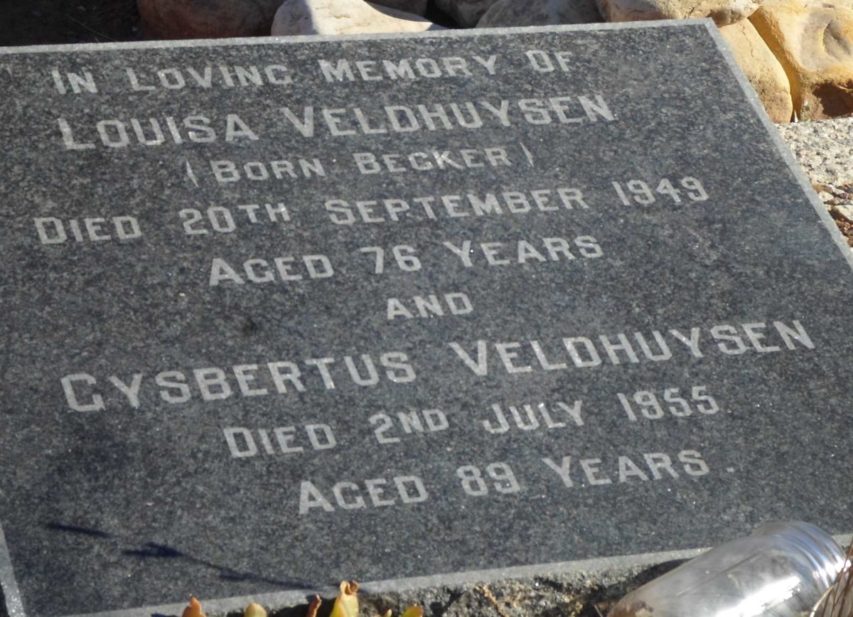 VELDHUYSEN Gysbertus -1955 &amp; Louisa BECKER -1949