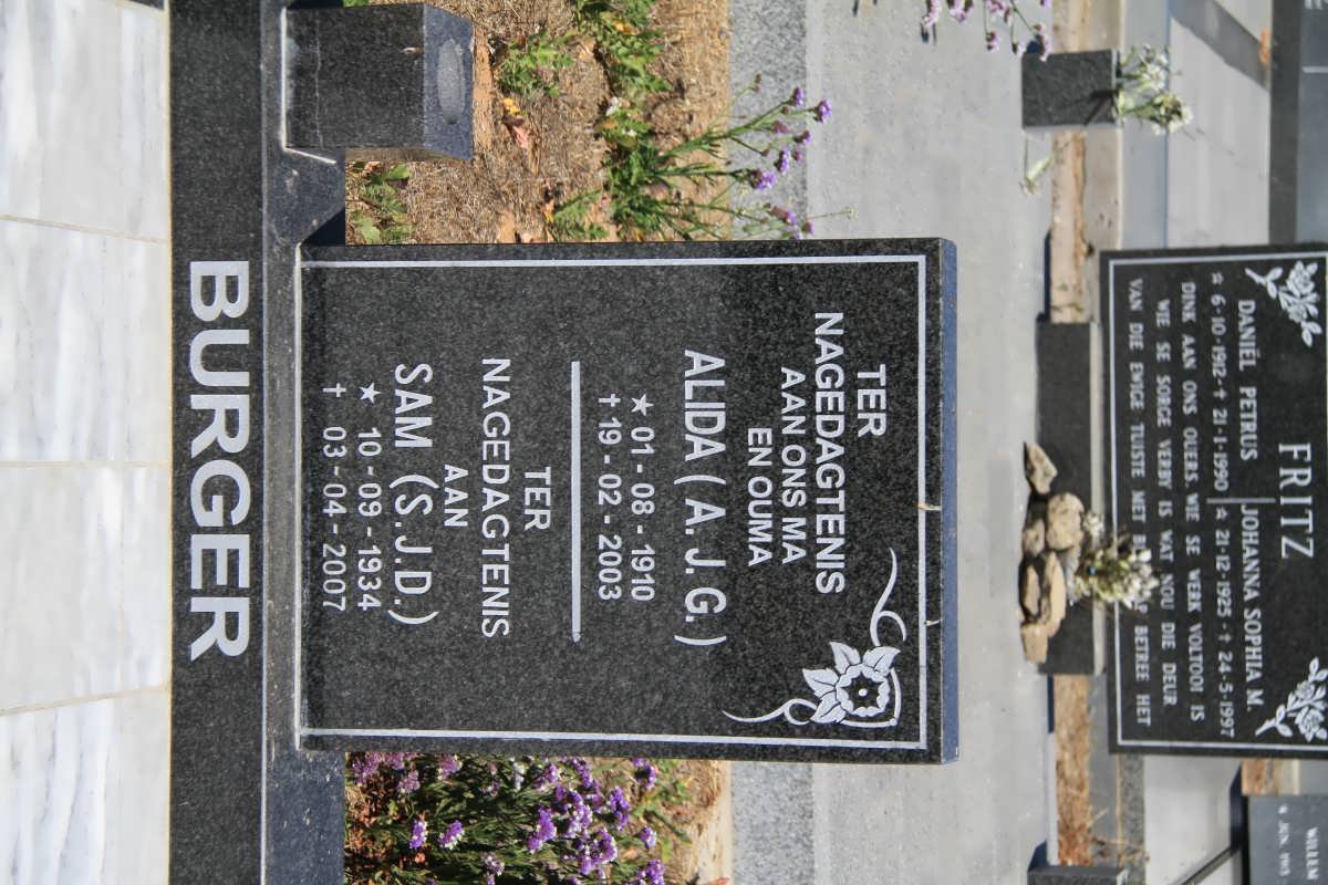 BURGER A.J.G. 1910-2003 :: BURGER S.J.D. 1934-2007