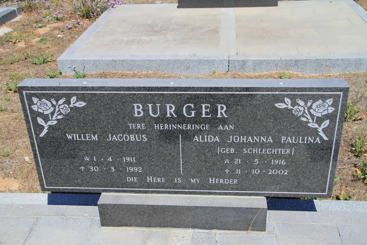 BURGER Willem Jacobus 1911-1992 &amp; Alida Johanna Paulina SCHLECHTER 1916-2002