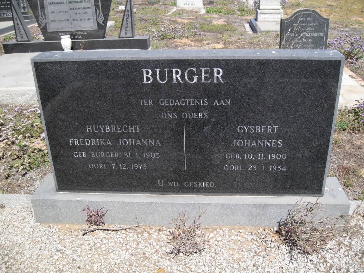 BURGER Gysbert Johannes 1900-1954 &amp; Huybrecht Fredrika Johanna BURGER 1905-1973