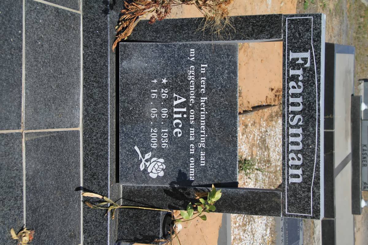 FRANSMAN Alice 1936-2009