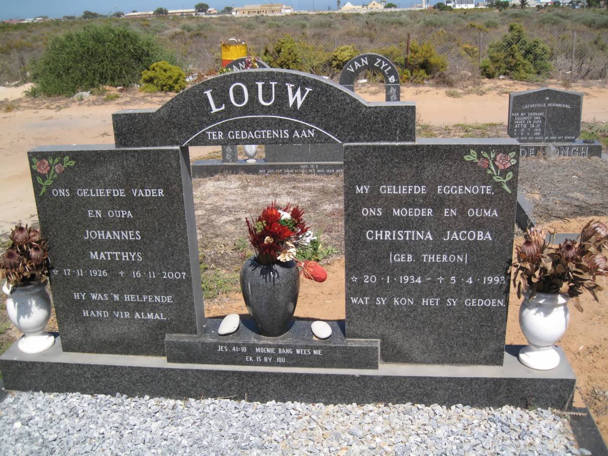 LOUW Johannes Matthys 1926-2007 &amp; Christina Jacoba THERON 1934-1993