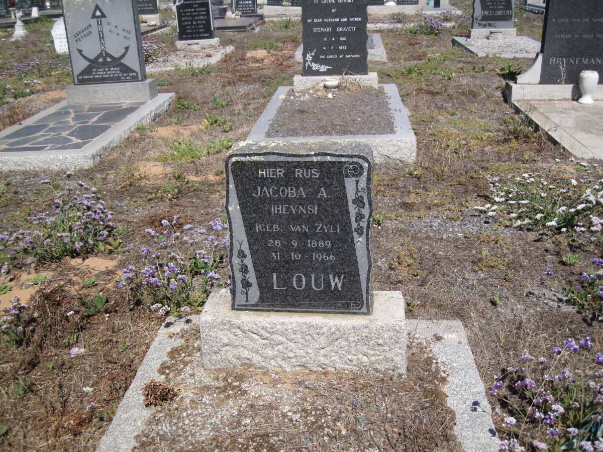 LOUW Jacoba A. formerly HEYNS nee VAN ZYL 1889-1966