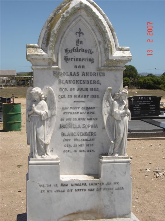 BLANCKENBERG Nicolaas Andries 1865-1928 &amp; Isabella Sophia McLACHLAN 1870-1954