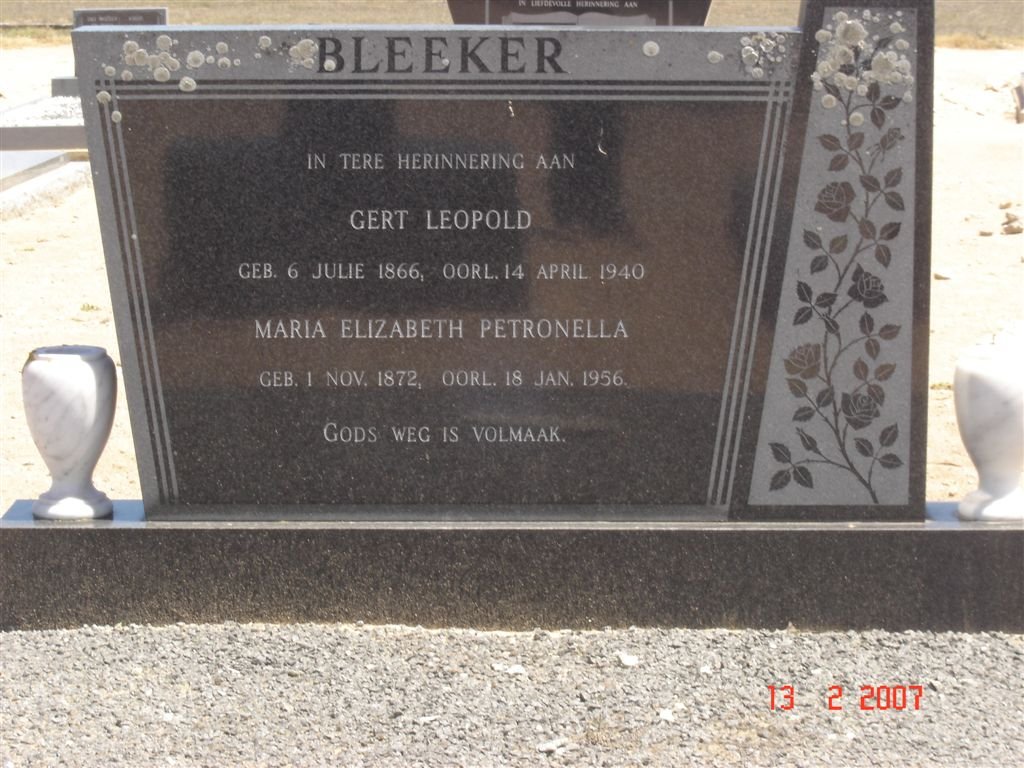 BLEEKER Gert Leopold 1866-1940 &amp; Maria Elizabeth Petronella 1872-1956