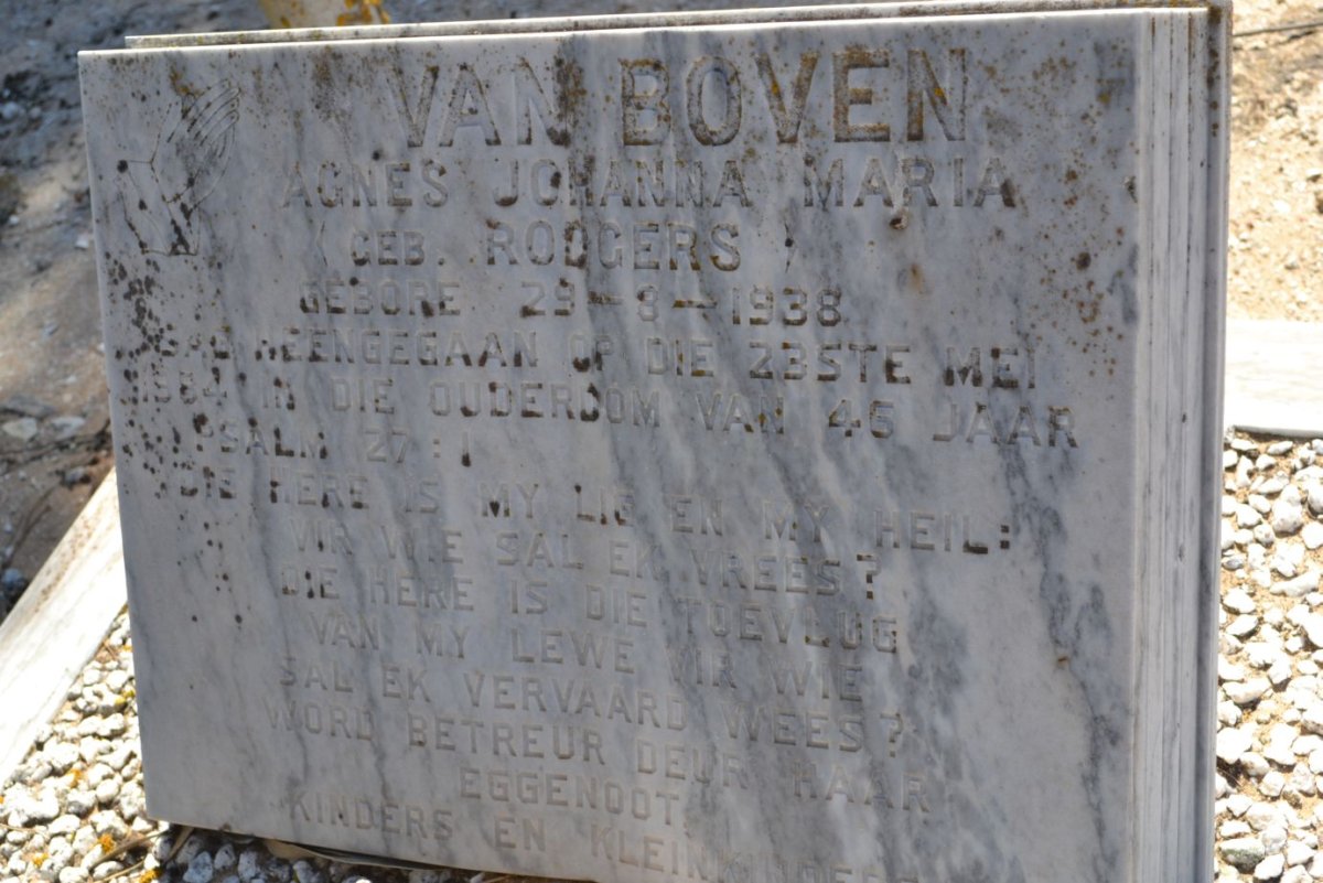 BOVEN Agnes Johanna, van nee RODGERS 1938-1984