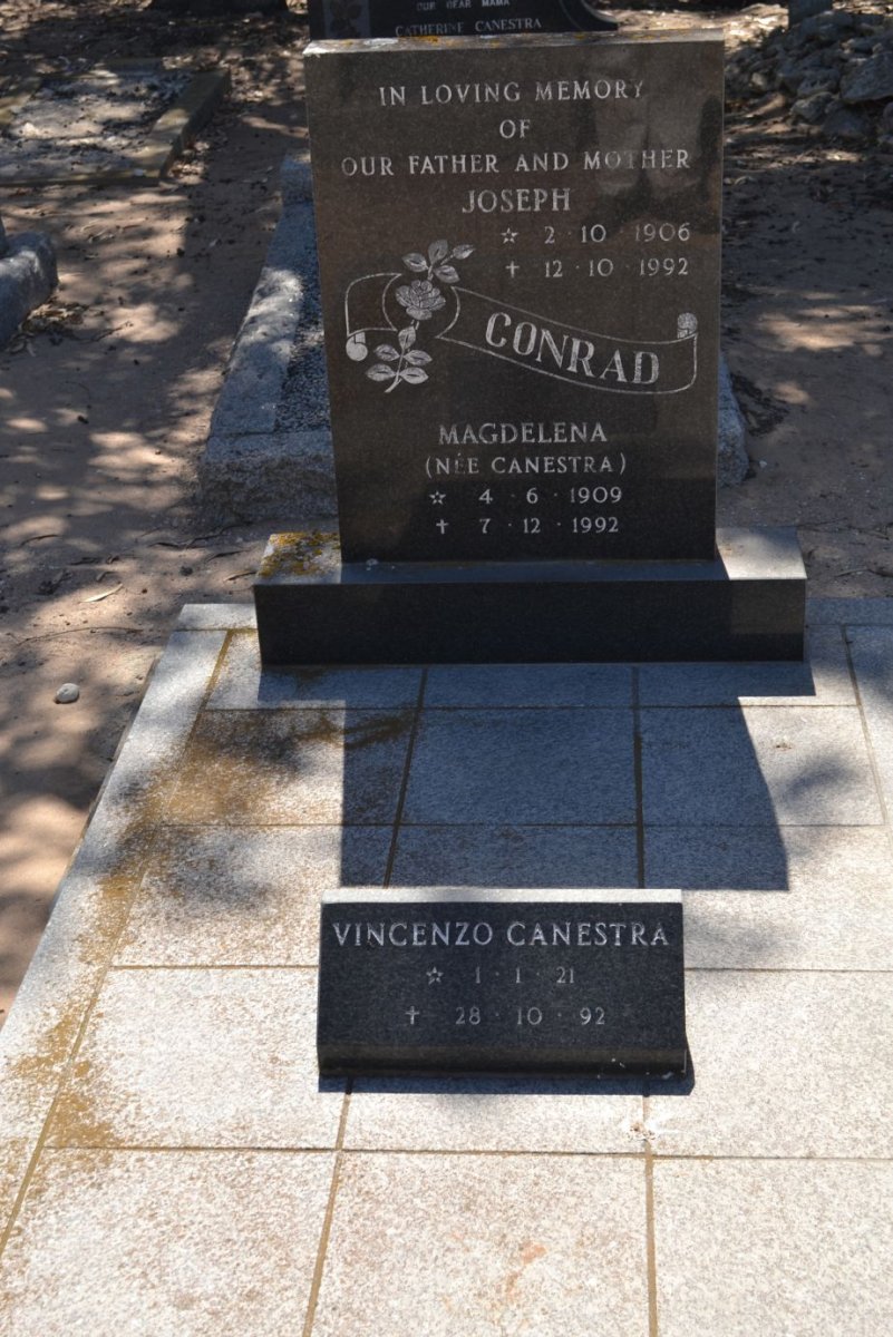 CONRAD Joseph 1906-1992 &amp; Magdelena CANESTRA 1909-1992 : CANESTRA  Vincenzo 1921-1992