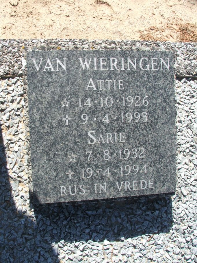 WIERINGEN Attie, van 1926-1993 &amp; Sarie 1932-1994