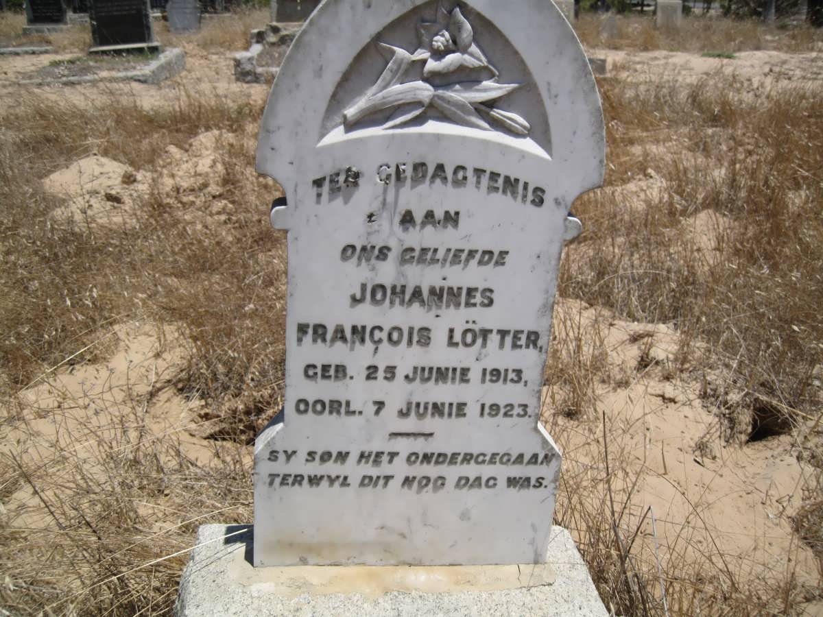 LÖTTER Johannes Francois 1913-1923
