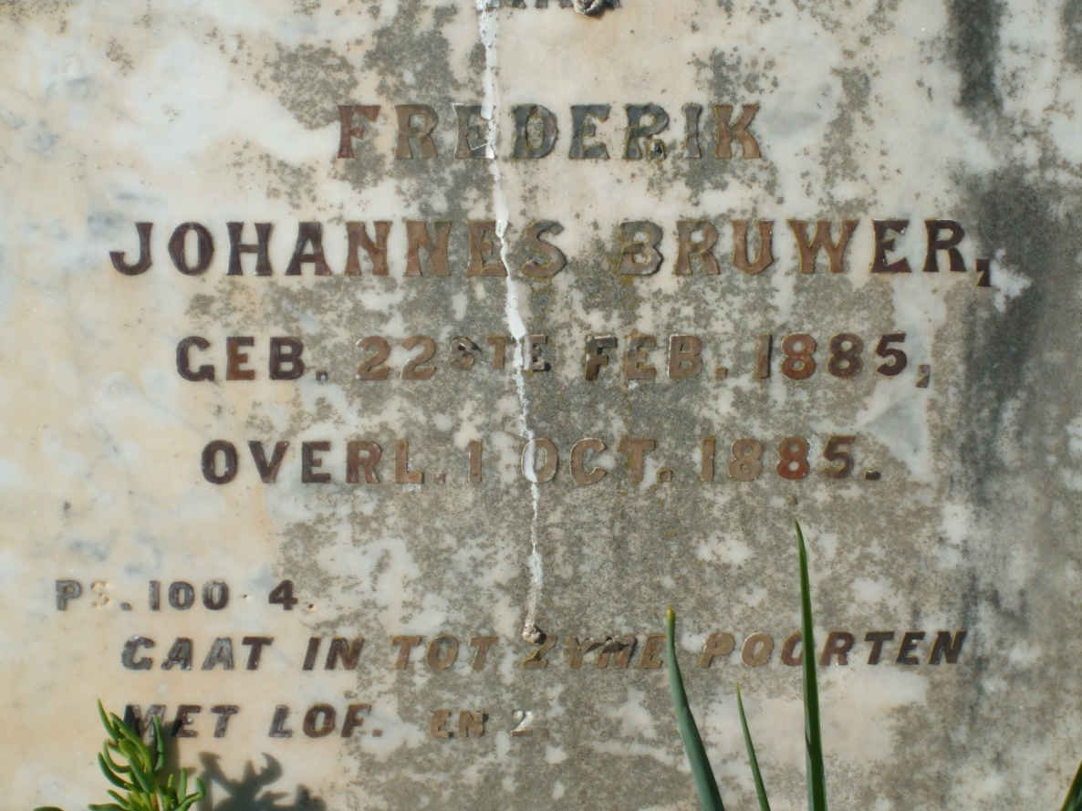 BRUWER Frederik Johannes  1885-1885