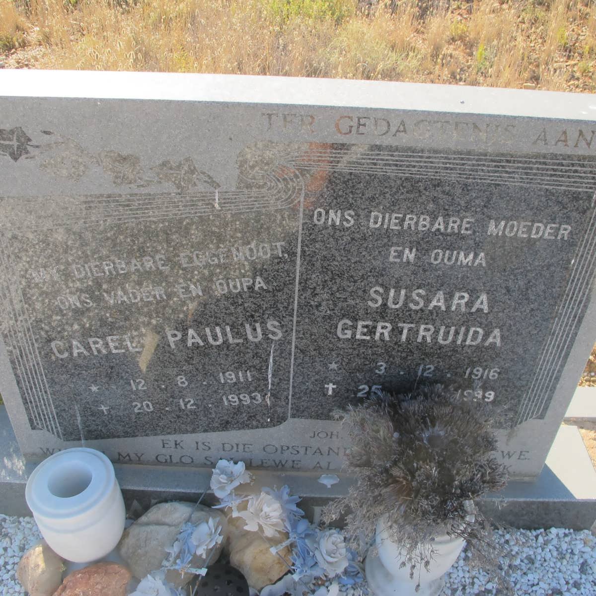 SWANEPOEL Carel Paulus 1911-1993 &amp; Susara Gertruida 1916-1999