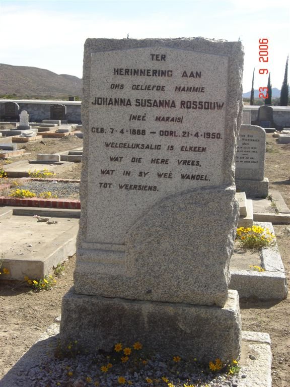 ROSSOUW Johanna Susanna nee MARAIS 1888-1950