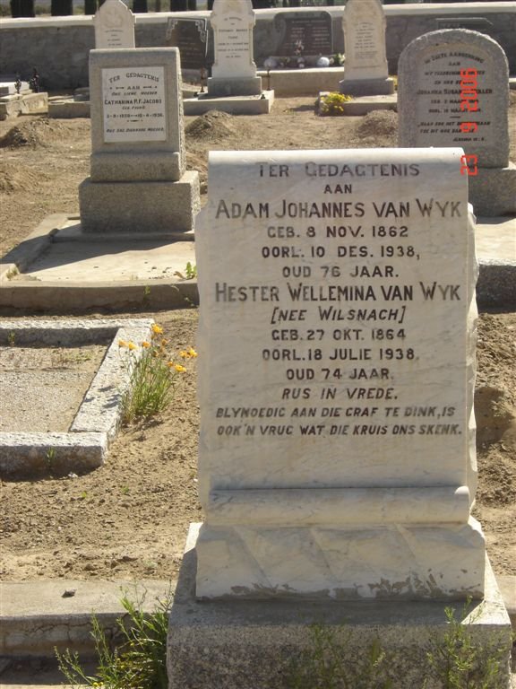 WYK Adam Johannes, van 1862-1938 &amp; Hester Wellemina WILSNACH 1864-1938