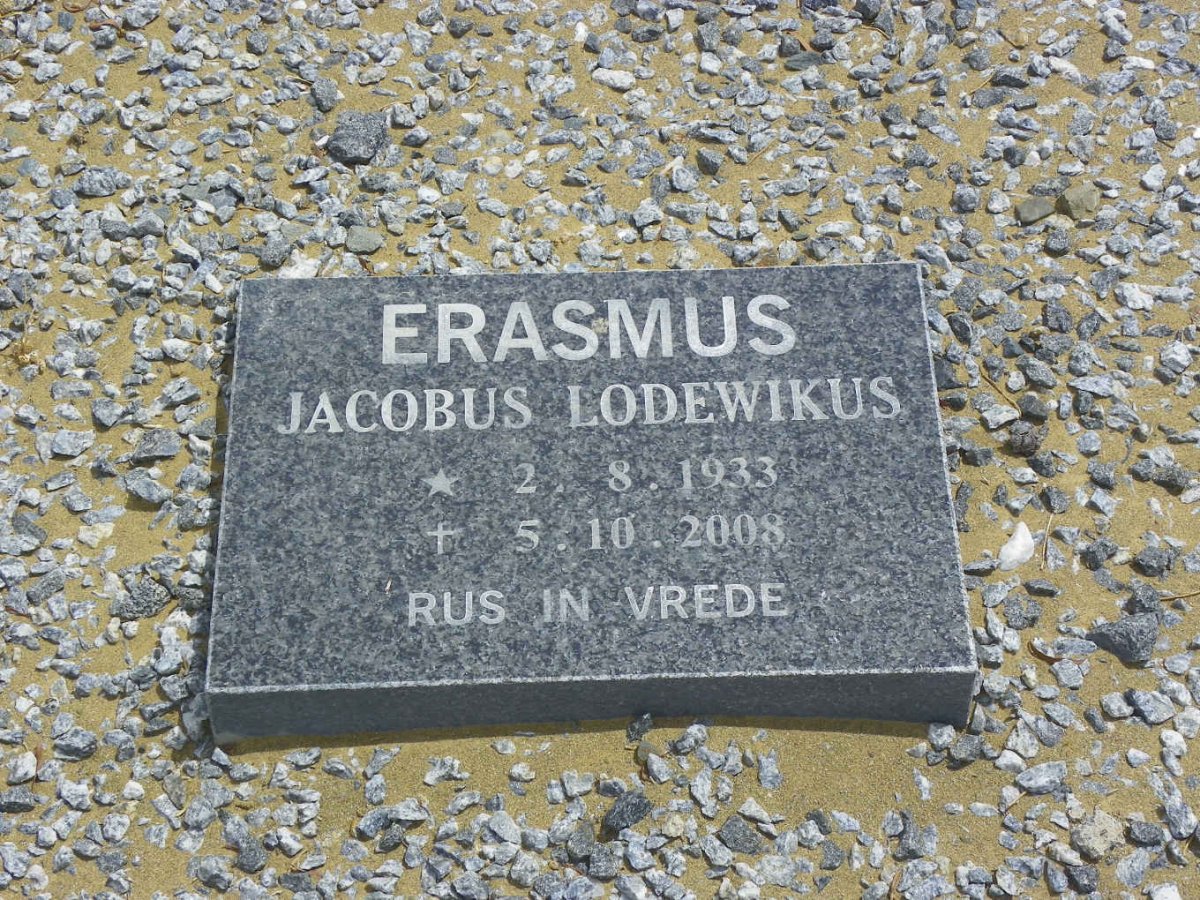 ERASMUS Gert J.J. 1893-1973 &amp; Magdalena M.E. 1908-1981 :: ERASMUS Jacobus Lodewikus 1933-2008