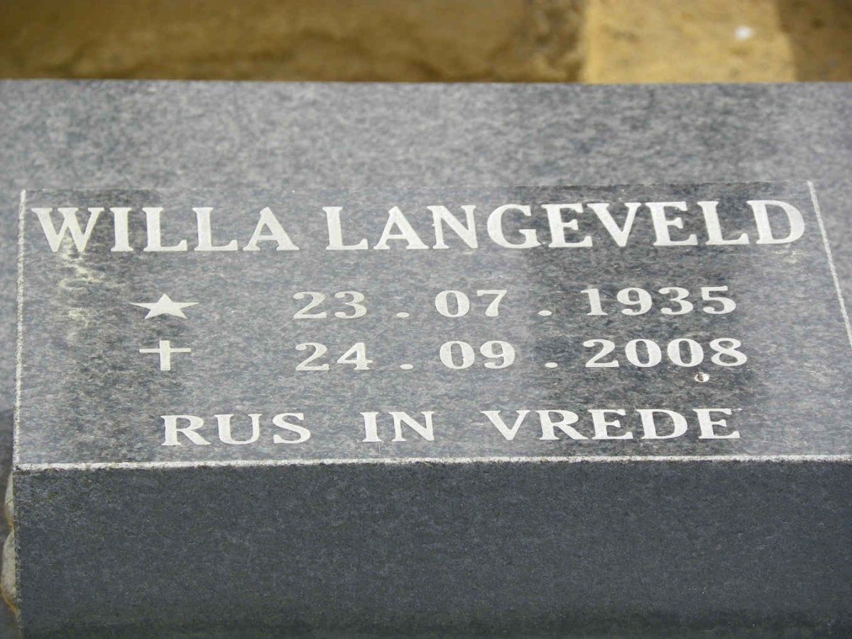 LANGEVELD Willa 1935-2008