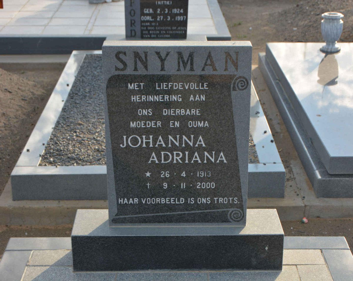 SNYMAN Johanna Adriana 1913-2000