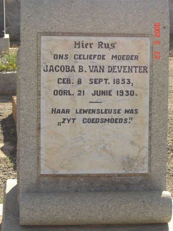 DEVENTER Jacoba B., van 1853-1930