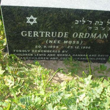 ORDMAN Gertrude nee MOSS 1899-1996