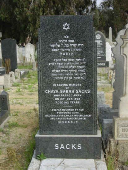 SACKS Chaya Sarah -1962
