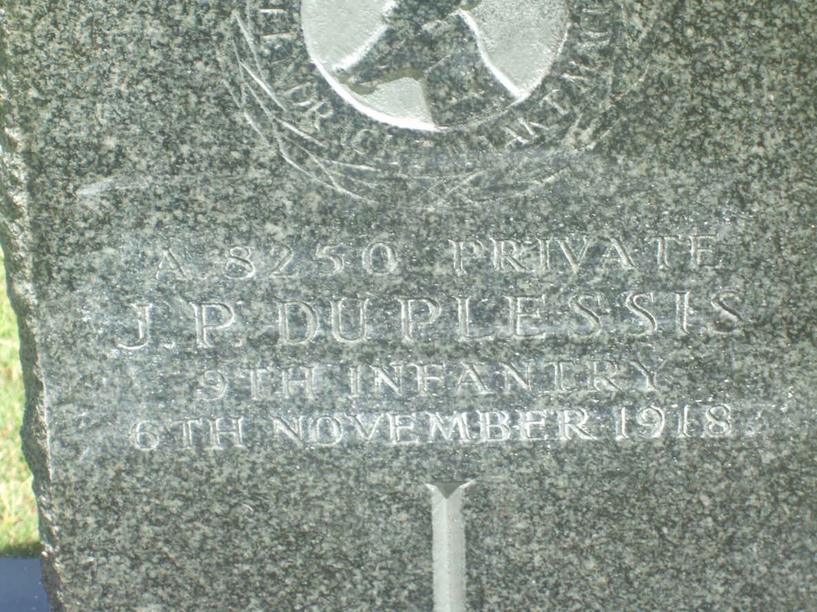 PLESSIS J.P., du −1918