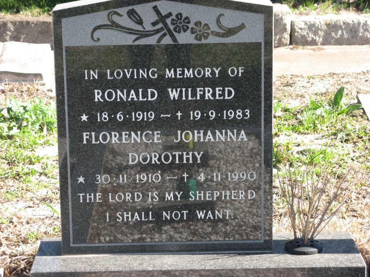 ? Ronald Wilfred 1919-1983 &amp; Florence Johanna Dorothy 1910-1990
