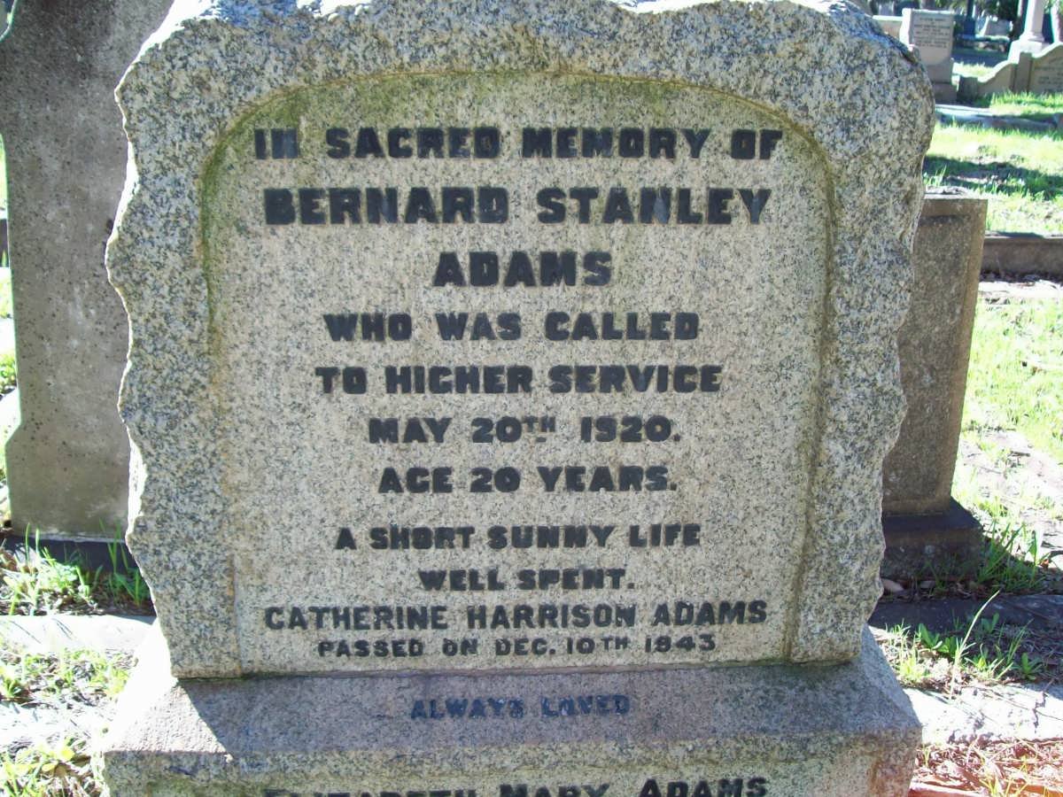 ADAMS Bernard Stanley -1920 :: ADAMS Catherine Harrison -1943