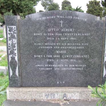 ARX Otto Albert, von 1896-1961 &amp; Marie 1895-1971