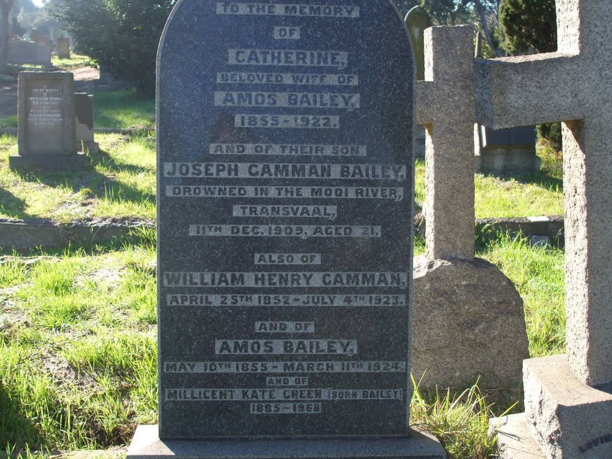 BAILEY Amos 1855-1924 &amp; Catherine 1855-1922 :: BAILEY Joseph Gamman -1909